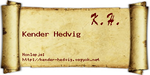 Kender Hedvig névjegykártya